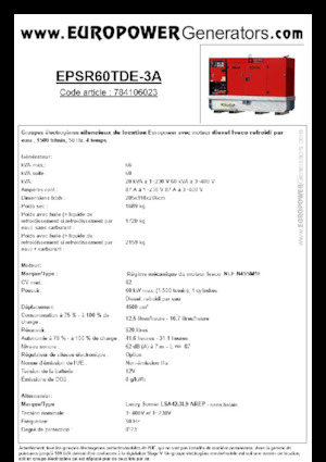 Dizelski generatori Europower EPSR60TDE-3A (LS)