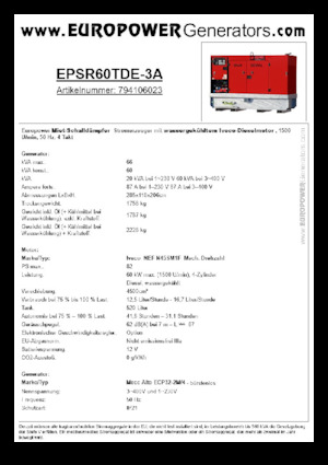 Dizelski generatori Europower EPSR60TDE-3A (MA)