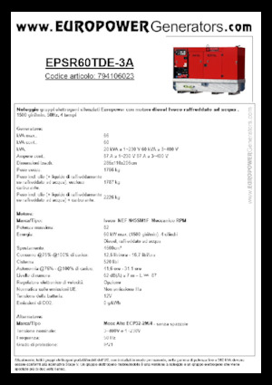 Dizelski generatori Europower EPSR60TDE-3A (MA)