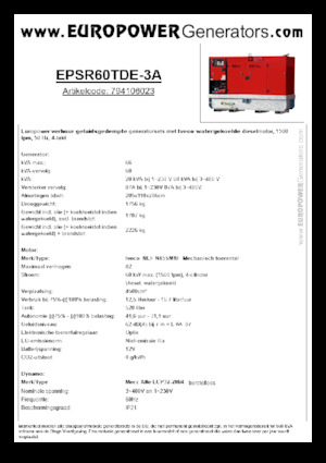 Dizelski generatori Europower EPSR60TDE-3A (MA)