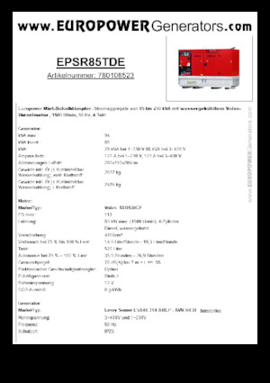 Dizelski generatori Europower EPSR85TDE (LS)