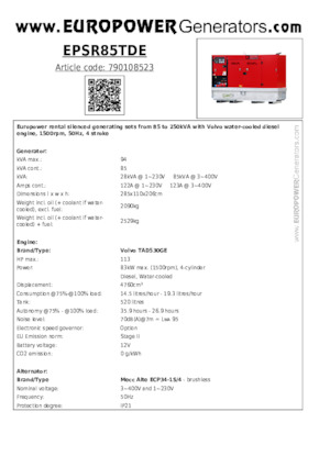 Dizelski generatori Europower EPSR85TDE (MA)