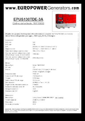 Dizelski generatori Europower EPUS130TDE-3A (LS)