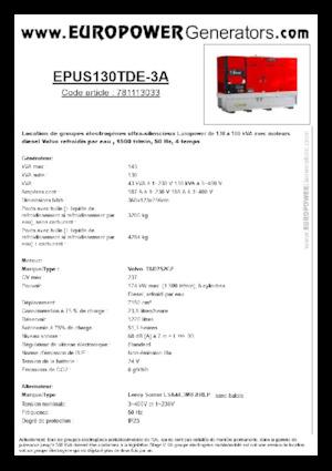 Dizelski generatori Europower EPUS130TDE-3A (LS)