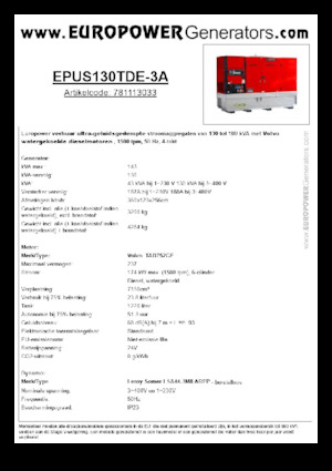 Dizelski generatori Europower EPUS130TDE-3A (LS)