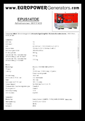 Dizelski generatori Europower EPUS14TDE (LS)