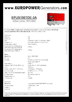 Dizelski generatori Europower EPUS150TDE-3A (LS)