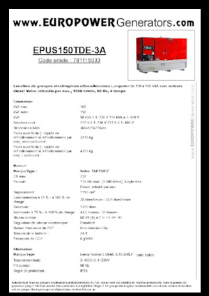 Dizelski generatori Europower EPUS150TDE-3A (LS)