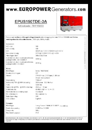 Dizelski generatori Europower EPUS150TDE-3A (LS)