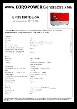 Dizelski generatori Europower EPUS180TDE-3A (LS)