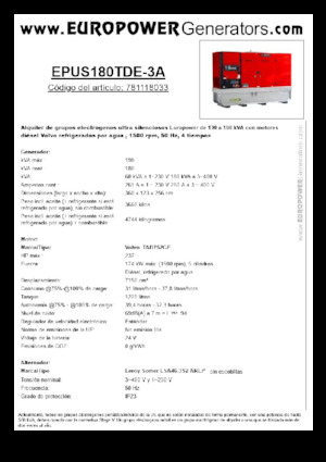 Dizelski generatori Europower EPUS180TDE-3A (LS)