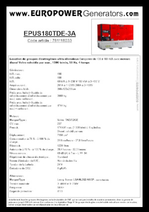 Dizelski generatori Europower EPUS180TDE-3A (LS)