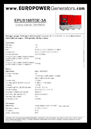 Dizelski generatori Europower EPUS180TDE-3A (LS)