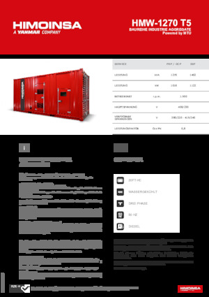 Dizelski generatori HIMOINSA HMW-1270 T5