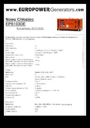 Dizelski generatori Europower New Boy EPS103DE (MA)