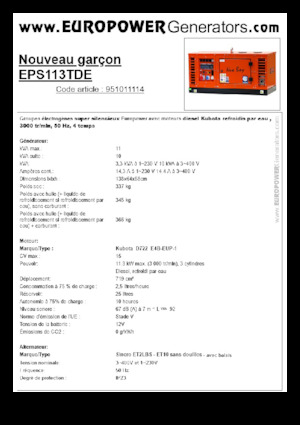 Dizelski generatori Europower New Boy EPS113TDE (S)