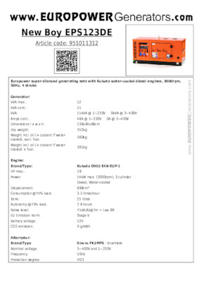 Dizelski generatori Europower New Boy EPS123DE (S)