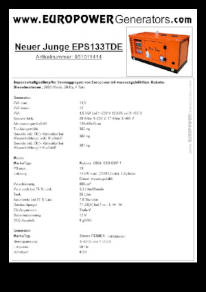 Dizelski generatori Europower New Boy EPS133TDE (S)