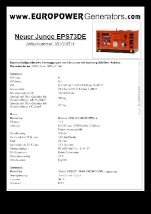 Dizelski generatori Europower New Boy EPS73DE (S)
