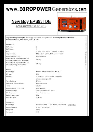 Dizelski generatori Europower New Boy EPS83TDE (S)