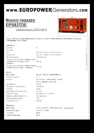 Dizelski generatori Europower New Boy EPS83TDE (S)