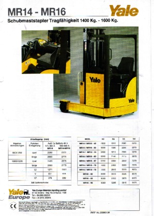 Pokretni kamioni Yale MR 14