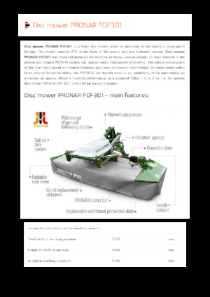 Prednje montirane kosilice - disk bez kondicionera Pronar PDF 301