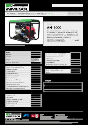 Benzinski generatori struje INMESOL AH-1000-CA