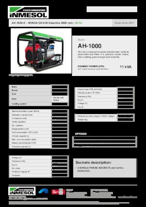 Benzinski generatori struje INMESOL AH-1000-E