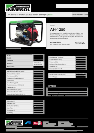Benzinski generatori struje INMESOL AH 1250-CA