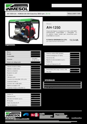 Benzinski generatori struje INMESOL AH 1250-CA