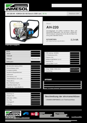 Benzinski generatori struje INMESOL AH-220-M