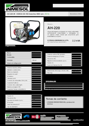 Benzinski generatori struje INMESOL AH-220-M