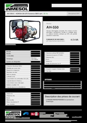 Benzinski generatori struje INMESOL AH-550-E