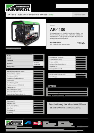 Benzinski generatori struje INMESOL AK-1100-E
