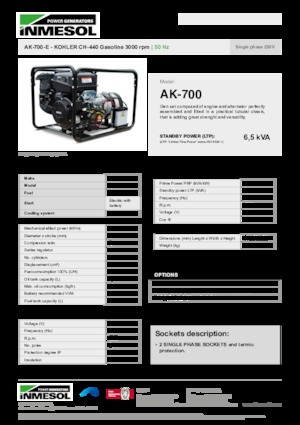 Benzinski generatori struje INMESOL AK-700-E