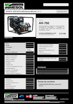 Benzinski generatori struje INMESOL AK-700-E