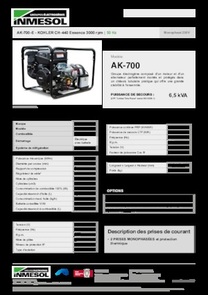 Benzinski generatori struje INMESOL AK-700-E