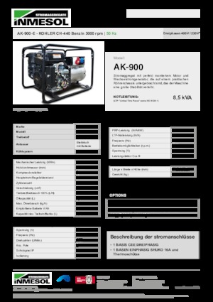 Benzinski generatori struje INMESOL AK-900-E