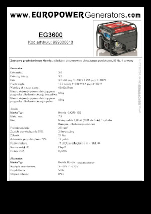 Benzinski generatori struje Europower EG3600