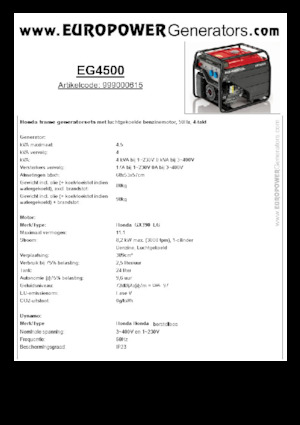 Benzinski generatori struje Europower EG4500