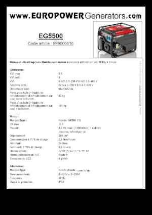 Benzinski generatori struje Europower EG5500