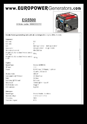 Benzinski generatori struje Europower EG5500