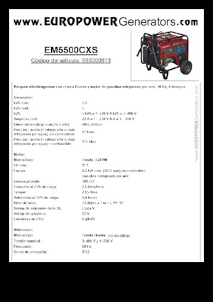 Benzinski generatori struje Europower EM5500CXS