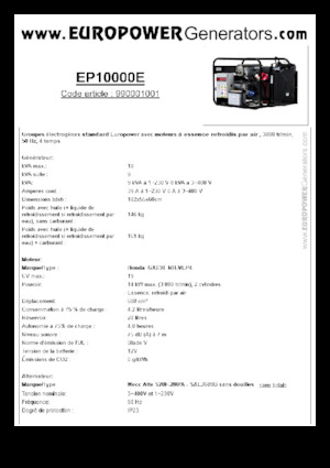 Benzinski generatori struje Europower EP10000E (MA)