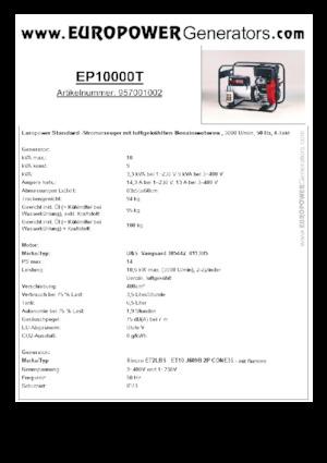 Benzinski generatori struje Europower EP10000T (S)