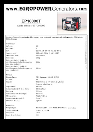Benzinski generatori struje Europower EP10000T (S)