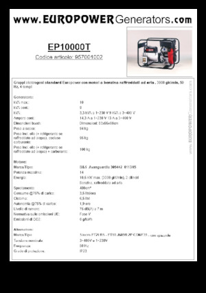 Benzinski generatori struje Europower EP10000T (S)