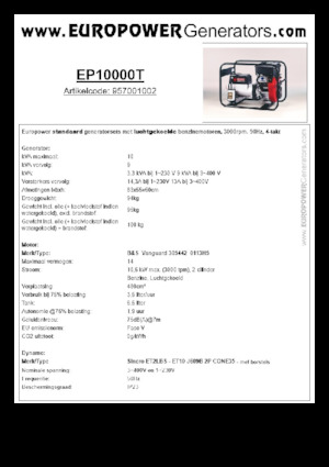 Benzinski generatori struje Europower EP10000T (S)
