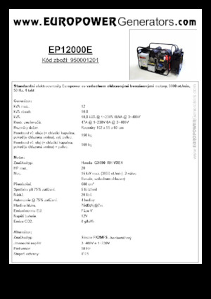 Benzinski generatori struje Europower EP12000E (S)